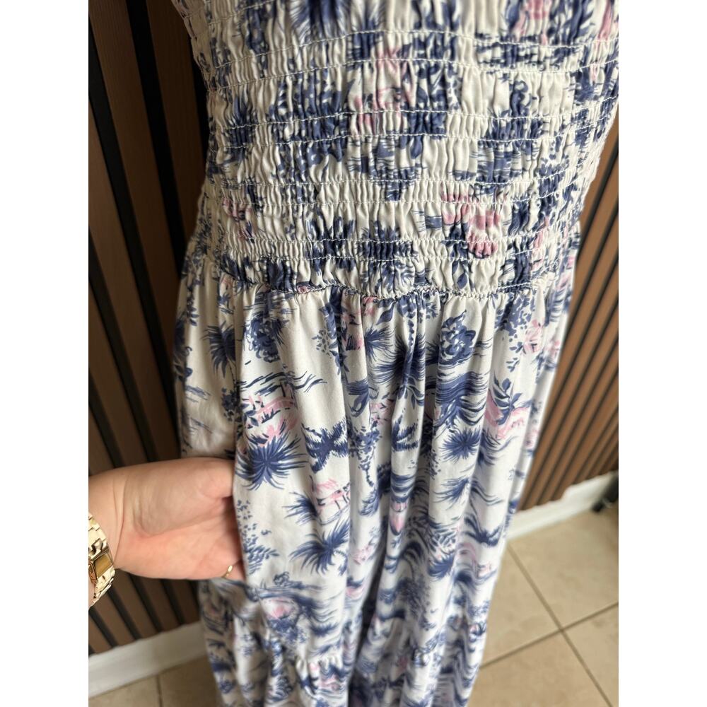 Abercrombie & Fitch Smocked Bodice Easy Maxi Dress Palm Tree Print Size XL - Picture 4 of 11